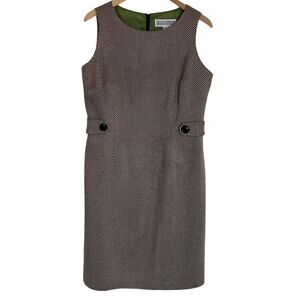 Jessica Howard Sleeveless Career Dress Womens‎ Size 14 Brown Cream Acadamia